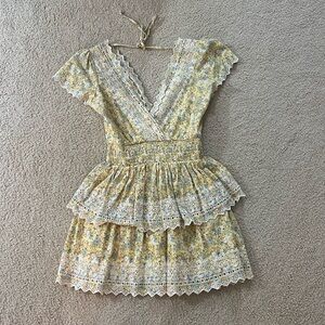 American eagle garden party ruffled floral eyelet wrap dress size xs petite